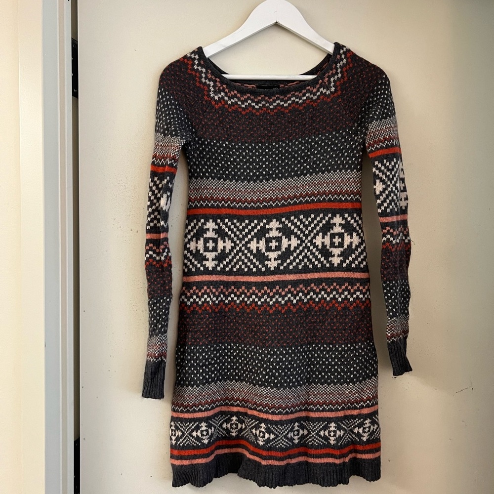 Topshop Winter Print Sweater Dress